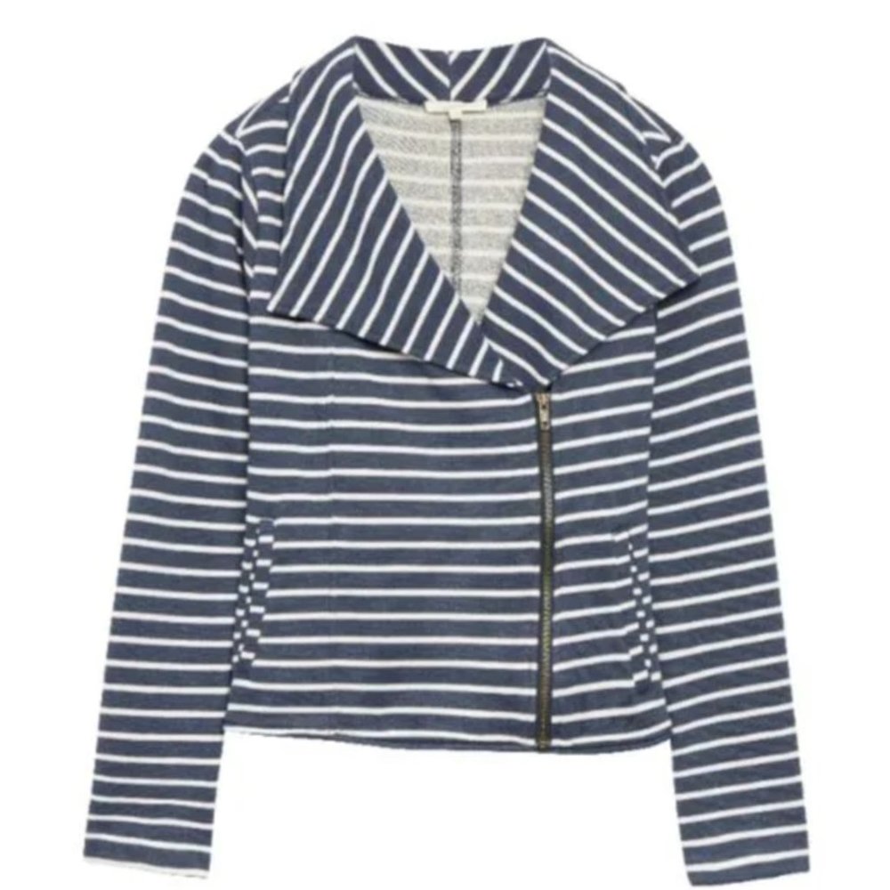 StitchFix ~ Mystree ~ Jackie Striped French Terry Asymmetrical Moto Jack…